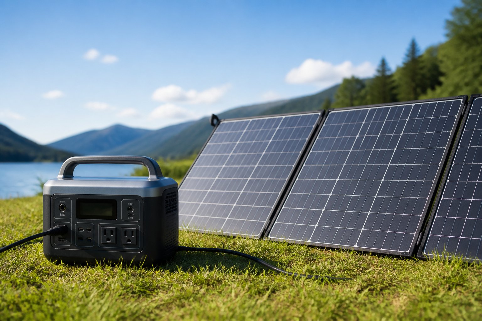 Can You Charge a Portable Power Station With Solar Panels? Essential Guide to Solar Charging and Compatibility A portable power station connected to solar panels outdoors under sunlight in a natural setting.